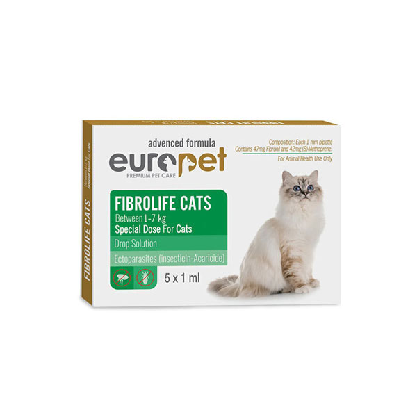 قطره ضد کک و کنه گربه یوروپت Europet ‌‌Fibrolife Cats بسته 5 عددی-فراپت
