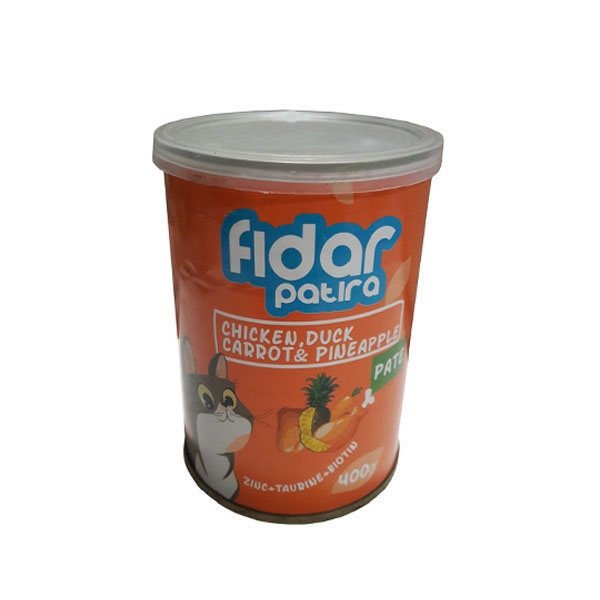 کنسرو غذای گربه فیدار پاتیرا مدل مرغ و اردک و هویج و آناناس کد TBZ01 وزن 400 گرم-فراپت